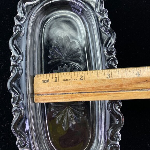 Vintage MCM Butter Dish Glass and Metal Starburst Lid - Picture 9 of 11